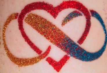 red heart glitter tattoo